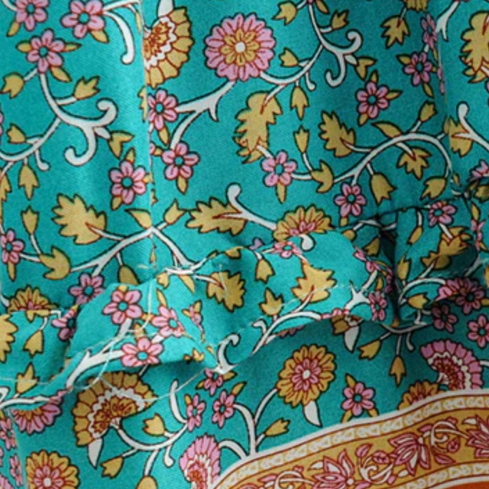 Floral Maxi Dress in Teal and Orange - Picture 3 of 4